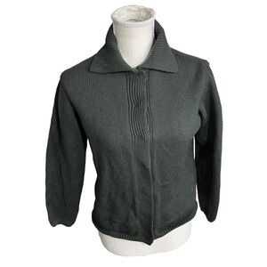 Talbots Made in Italy 100% Merino Wool Women Olive Green Cardigan Sweater Sz Sm